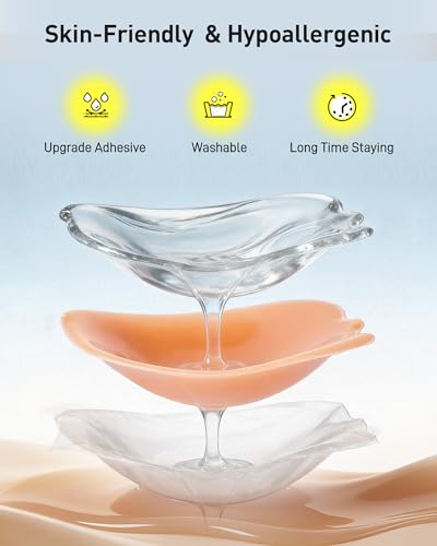 Image of Niidor Sticky Bra Adhesive Strapless Ultra Invisible Push up Silicone Bra Multiple Colors Sizes Reusable for Backless Dress