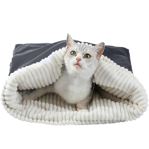 犬用スリーピングバッグ | 冬用保温 猫用ケーブベッド ソフトプラッシュ ペットハウス,クッション リラックス すっぽりハンモック 屋内 家庭 車 秋 クリスマス ペットネスト