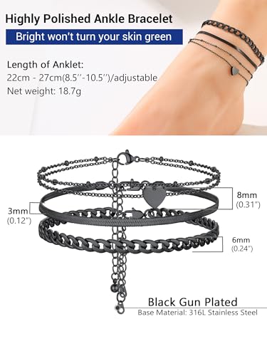 PROSTEEL Trendy Handcuffs Design/Customize Words Ankle Bracelet For Women, 316L Stainless Steel Anklets Silver/Gold/Black Tone, Hypoallergenic, Come with Box4