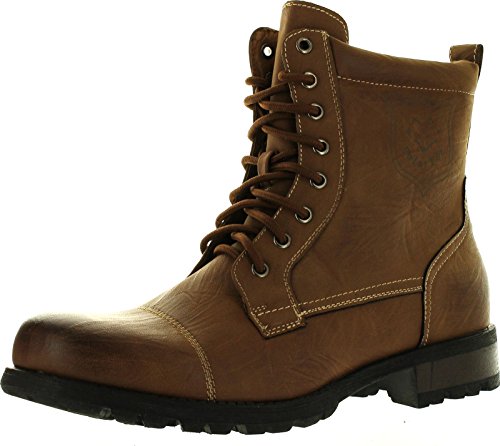 Polar Fox Men's 550 By Delli Aldo Military Combat Style Lace Up Calf High Boots, Brown 8.5