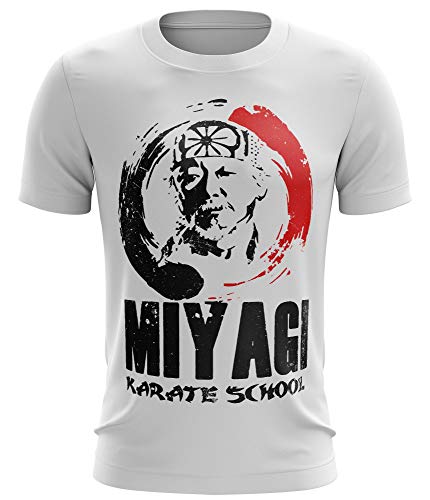 Stylotex Fitness T-Shirt Herren Sport Shirt Miyagi Karate School Gym Tshirts für Performance beim Training | Männer Kurzarm | Funktionelle Sport Bekleidung, Größe:M, Farbe:Weiss