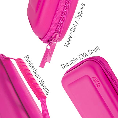 Image of Orzly Carry Case Compatible with Nintendo Switch and New Switch OLED Console - Pink Protective Hard Portable Travel Carry Case Shell Pouch with Pockets for Accessories and Games