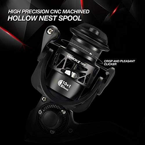 Image of Piscifun Carbon X Ultralight Spinning Reel, Carbon Frame, 33lb Max Drag | 10+1 shielded bearings, smooth retrieve, two handle styles by size, balanced for freshwater bass and trout fishing, 500-4000
