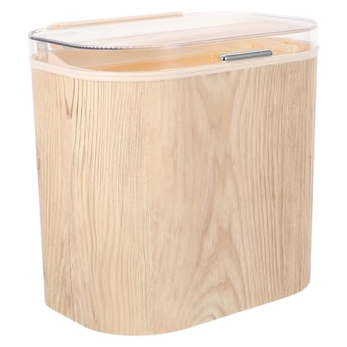 Papelera adhesiva grande para pared con tapa beige