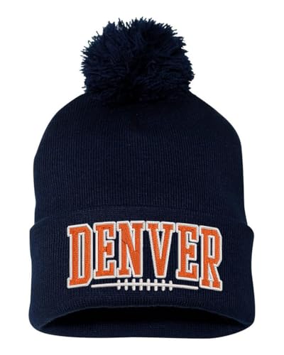 Xtreme Apparrel Denver Beanie Adult Winter Cap for Football Fans (Navy Beanie One Size)