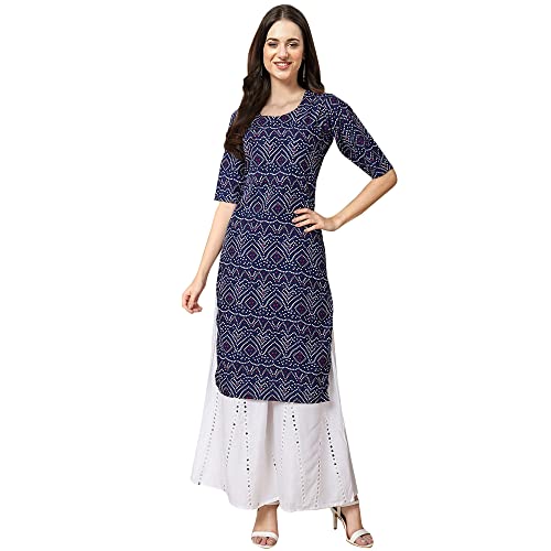 Image of Pinkmint Women's Crepe Grey Color Floral Printed Straight Kurti[NB-530357]