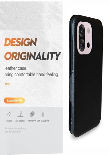 Image of Premium Vegan Leather Phone Cover with Card Slot - Slim, Durable, Privacy Protection, Kickstand Function, Elegant Flip Wallet Cases Compatible for OnePlus 13s 5G (Black)