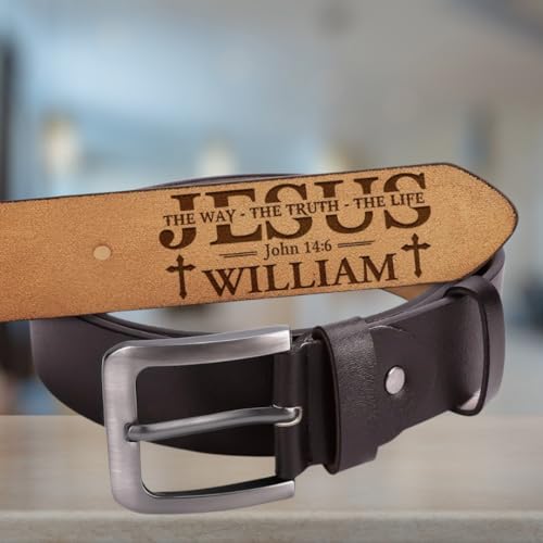 Jesus The Way The Truth The Life - Personalized Leather Belt, Father's Day Birthday Christian Gift for Husband Him, Personalized Prayer Belt For Men, Positive Affirmations Belt, Man of God Belt2