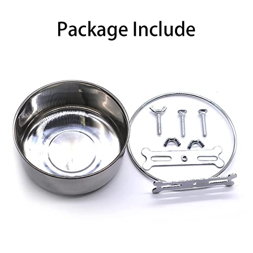 Hanging Pet Bowl Sturdy Durable Stainless, Steel Dog Bowls with Three Bolt Holder, Hanging Bowl Water Bowl Food Feeder, Cage Hanging Food Bowl Suitable for Pet Dogs Parrots - Image 4