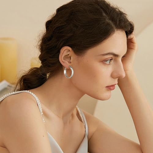 Image of Gacimy Gold Hoop Earrings for Women with 925 Sterling Silver Post | Hypoallergenic Lightweight Thick Hoops Earrings for Women Trendy Jewelry Gift