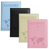 JcvPot 4 Reisepasshüllen Set, Passport Hülle Aus PU-Leder, Organizer Für...