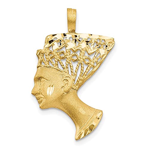Diamond2Deal Pendentif Nefertiti en or jaune 14 carats pour femme.