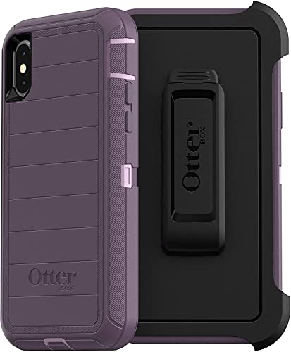 OtterBox Defender Series Rugged Case & Holster for iPhone Xs & iPhone X - Non-Retail Packaging - Purple Nebula - with Microbial Defense