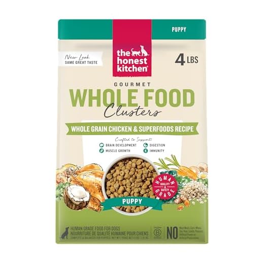 The Honest Kitchen Human Grade Dry Dog Food, Whole Food Clusters Puppy Whole Grain Dry Dog Food,Chicken, 4 lb Bag