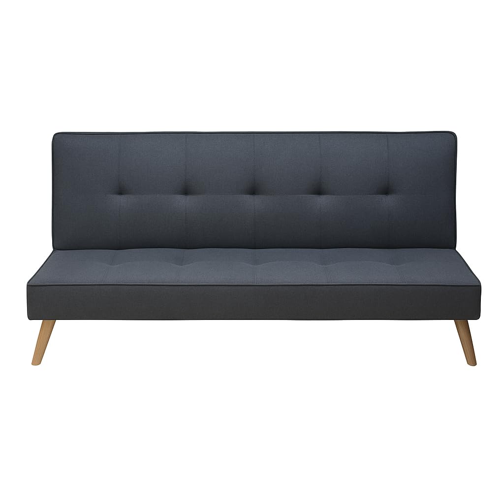 SHIITO | Sofá Cama Norden Moderno, Tapizado Gris, Sistema Clic-Clac, Diseño Escandinavo, Patas de Madera, 188x88x88 cm