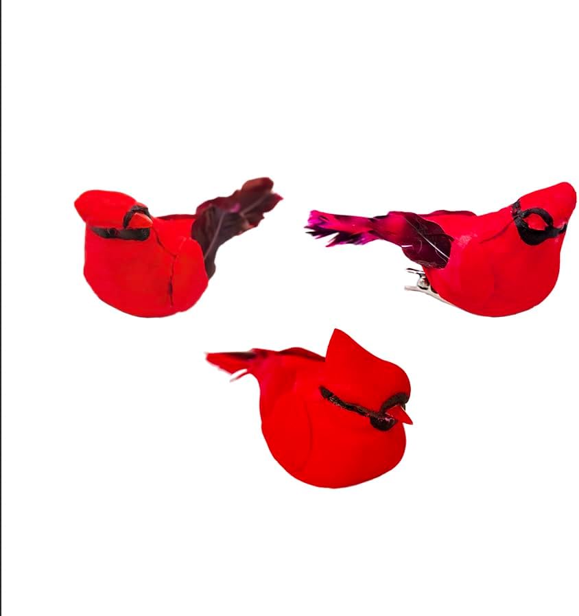 Wandelande Co.-Cardinal Clip On Christmas Tree Ornament Decorations - Set of 12 Pieces Size is 3" - Image 6