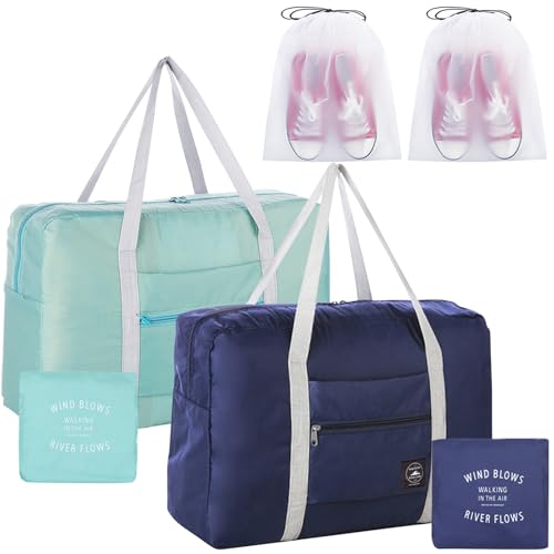 Travel Bag 2PCS Foldable Duffle Tote Weekender Overnight Luggage Bag