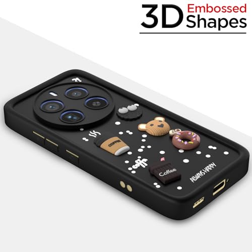 Image of Outlouders Back Cover for Realme 12 Pro 5G / Realme 12 Pro Plus 5G | 3D Cartoon Cute Fun Bear | Silicone Full Body Protection Bumper Case (Black)