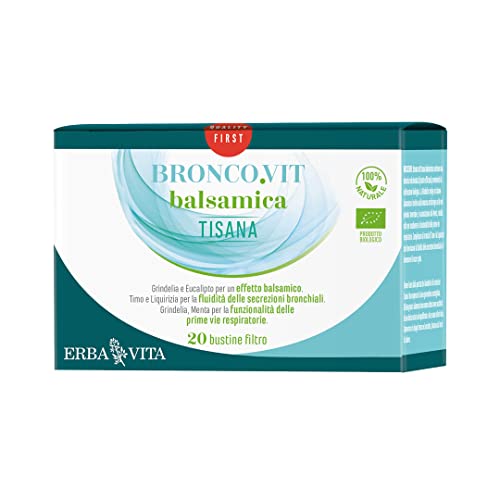 ERBA VITA Bronco.Vit Tisana Balsamica integratore alimentare con una miscela di piante officinali per donare sollievo alle vie respiratorie - 20 Filtri