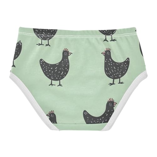 Toddler Panties, Cute Black Chicken Green Girls Cotton Underwear, 2T–8 Years2