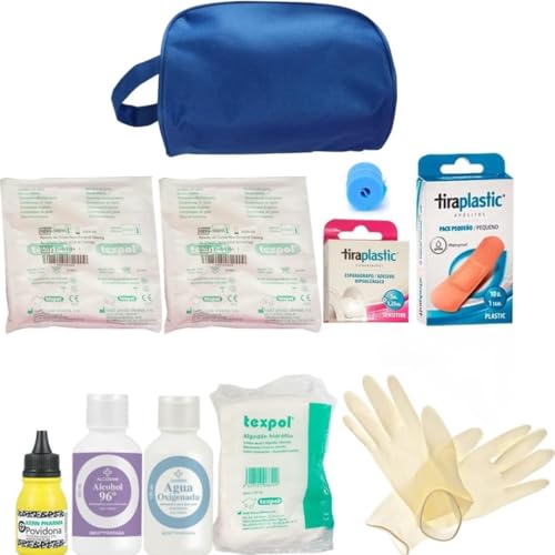 Botiquín neceser nylon marino cremallera 23 cm x 15 cm x 10 cm con dotacion, Botiquín De Primeros Auxilios coche