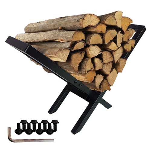 ULIKEUS Firewood Rack Outdoor and Indoor Heavy Duty Firewood Rack Rustproof Stacking Storage Holder...