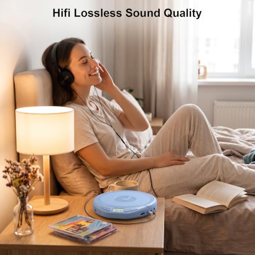 Image of Gueray Portable CD Player with Earphones CD Player for Car | CD Dsicman with Anti-Skip Shockproof with LCD Display Support PROG Memory Repeat Function