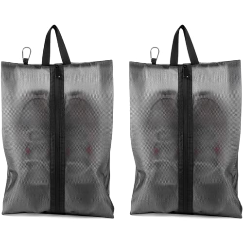 2 Pack Shoe Bags for Travel, Sneaker Bags, Waterproof Travel Shoe Bags with Zipper for Packing, Golf Shoe Dust Bags for Man and Women, Large, Black