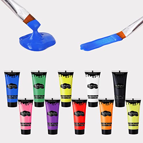 MEICOLY Cream Royal Blue Face Body Paint,2.37Oz Large Tube Water Based Full Body Paint for Adult and Kid,Single Tube Dark Blue Face Paint for Smurf Mystique Cosplay Avatar Makeup,Halloween SFX Makeup