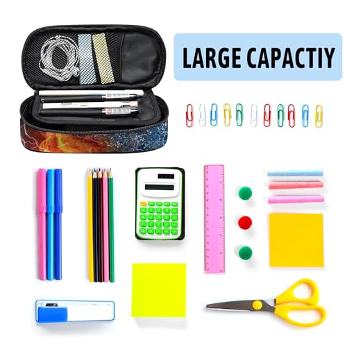 Image of Soccer Pencil Case, Large Capacity Pen Pencil Case for Boys Girls Teen, Kids 3 Compartments Multifunction Pencil Box with Zipper Organizer, Pencil Pouch for Back to School Students