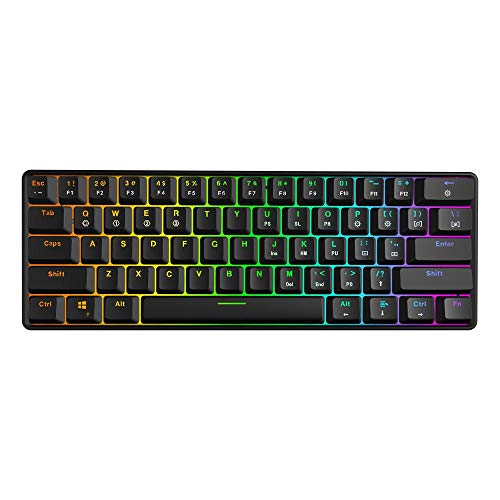 Preisvergleich Produktbild Jenghfnifer Gaming Tastatur PC Mechanical Gaming Keyboards 61Keys optische Achse RGB Wasserdicht Mechanische Tastatur Typ-c Programmierbare Gaming (Color : Black, Size : Blue Switch)