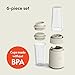 bella 6 Pcs Portable Rocket Blender, Juicer & Smoothie Maker, Press & Twist Design, EverGood™ & BPA Free Dishwasher Safe Parts, 4 Tip Stainless Steel Blade, Cord Wrap, 240 Watt Motor, Oatmilk