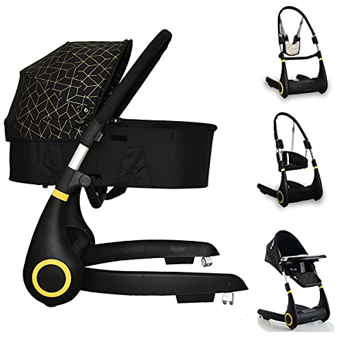 Image of XDEMODA 4 in 1 Newborn Foldable Stroller - Switch Freely in Baby Bassinet High Chair Baby Swing Walker - Grow with Baby Bedside Sleeper Pram Stroller for Toddler from Newborn up to 2 Years