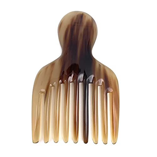 One&One Hair Beard Pick Wide Tooth Comb – Made Of One Whole Piece Of Natural Ox horn with Rounded handle.