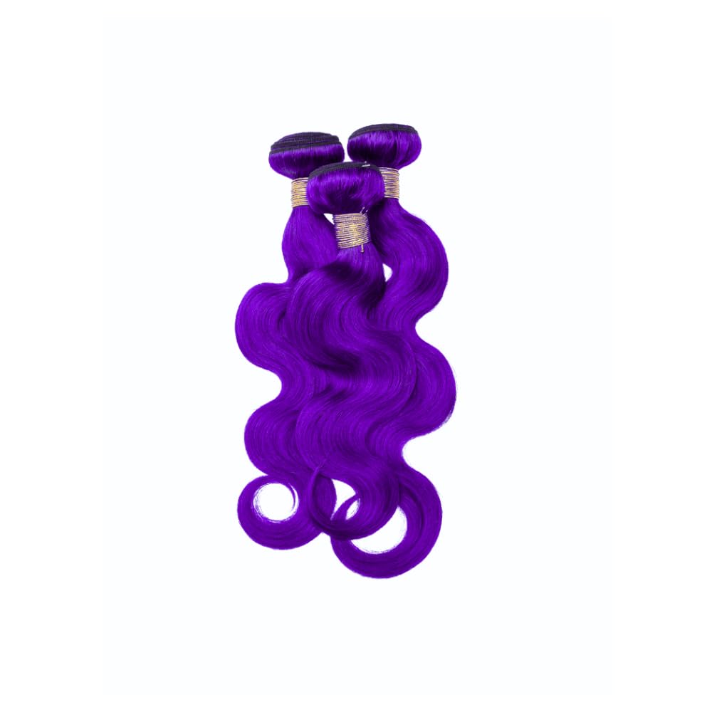 Purple Body Wave Human Hair Extensions – 100% Unprocessed Brazilian Hair Bundle, Luxurious, Silky, for Styling & Weaving, 28Inch