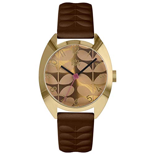 Orla Kiely Unisex Adult Analogue Classic Quartz Watch with Leather Strap OK2294,Bronze