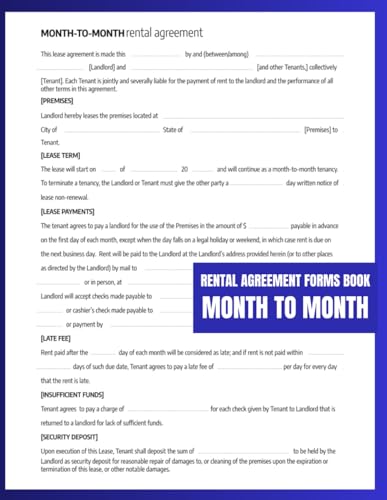 Month to Month Rental Agreement Forms Book, 50 Forms - Month-To-Month Rental Lease Agreement Between Tenant and Landlord.