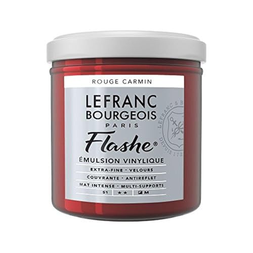 Lefranc Bourgeois 300491 Flashe Acrylfarbe & Vinylfarbe, hochpigmentiert, elastisch, lichtecht, alterungsbeständig, matt, für den Innen- & Außenbereich, 125ml Topf - Karminrot