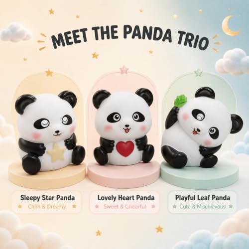 Image of Panda Night Lamp for Kids Room Decor Night Light Battery Operated Included (3 Panda Night Lamp Combo)