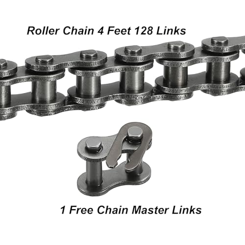 QUARKZMAN #35/06C-1 Rollenkette 3 Fuß 3/8\ Pitch Kohlenstoffstahl Rollenketten mit kostenlosem Verbindungsstück für Fahrräder, Go-Karts, 128 Glieder