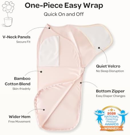 Momcozy Swaddles for Newborns, Quiet Fastener Swaddle for Infant 0-3 Months