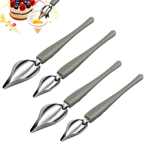 4 Pcs Stainless Steel Drizzle Decorating Spoons Culinary Precision Drawing Spoons Culinary Precision Drawing Decorating Spoon for Decorating Plates Cake and Dessert