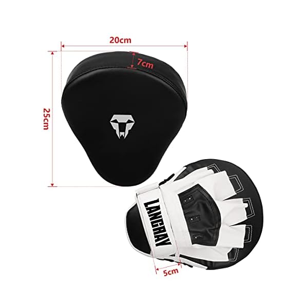 LangRay Boxing Pads Focus Mitts : 1 Pair Curved Boxing Punch Mitts Synthetic Leather Target Pads for Kickboxing Sparring MMA Muay Thai