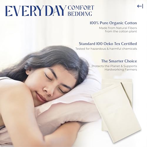Image of Mayfair Linen Organic Cotton Queen Pillow Cases Set of 2 (21 inch x 32 inch), Ivory