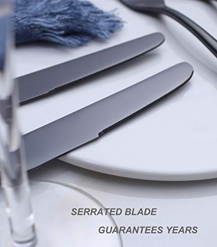 image for OMGard Black Dinner Knife Set, 6 Piece Premium High Carbon Stainless S