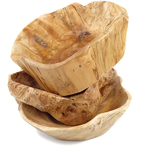 Wooden Fruit Salad Serving Bowl Hand-Carved Root Bowls Creative Living Room Real Wood Candy Bowl 10"-12"