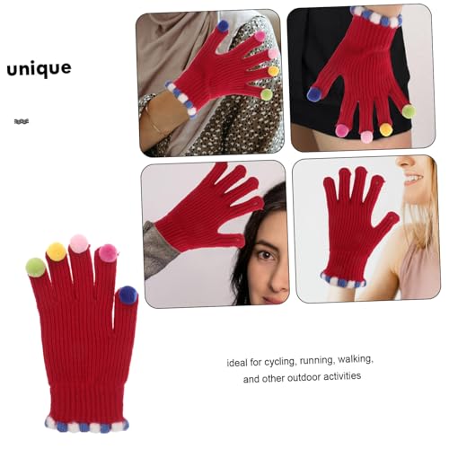 1pair Warm Cozy Knitted Gloves for Women Open Touchscreen Compatible Full Finger Stretchy Design for Outdoor Activities for Cycling and Running3