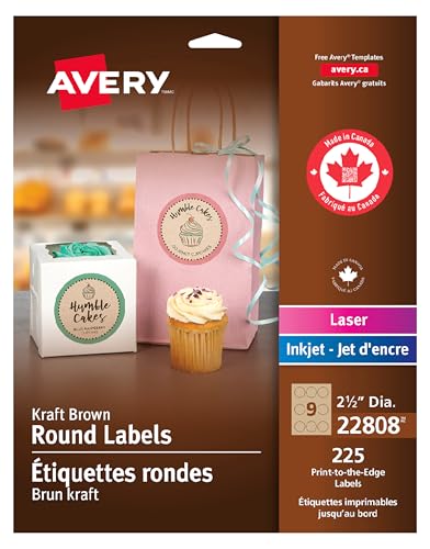 Étiquettes Avery 22808 marron jet d'encre pour bocaux maison