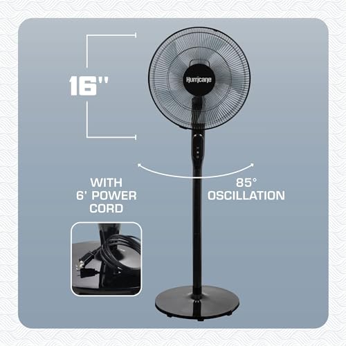 image for Hurricane Oscillating Pedestal Stand Fan, 12-Speed Cooling Unit, 16