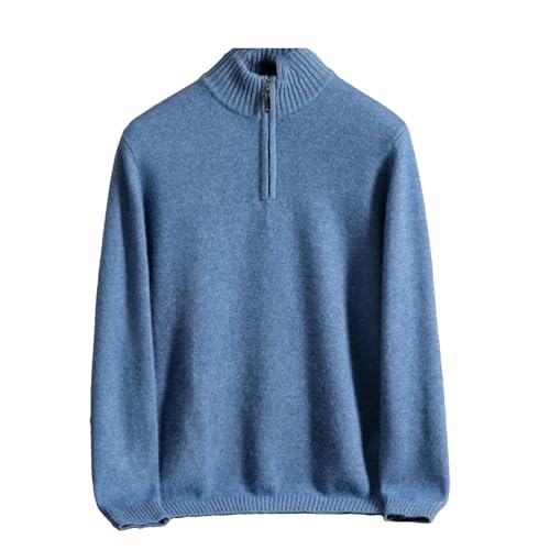 Kelsiop Thicken Warm Cashmere Sweater for Men Winter Causal Half Turtleneck Zipper Sweater Long Sleeve Knitted Pullover